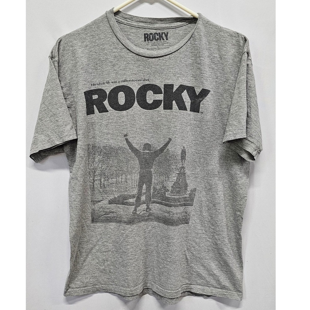 Rocky Balboa Movie Graphic T-Shirt Mens Large Gray Million To One Shot BoxingTee